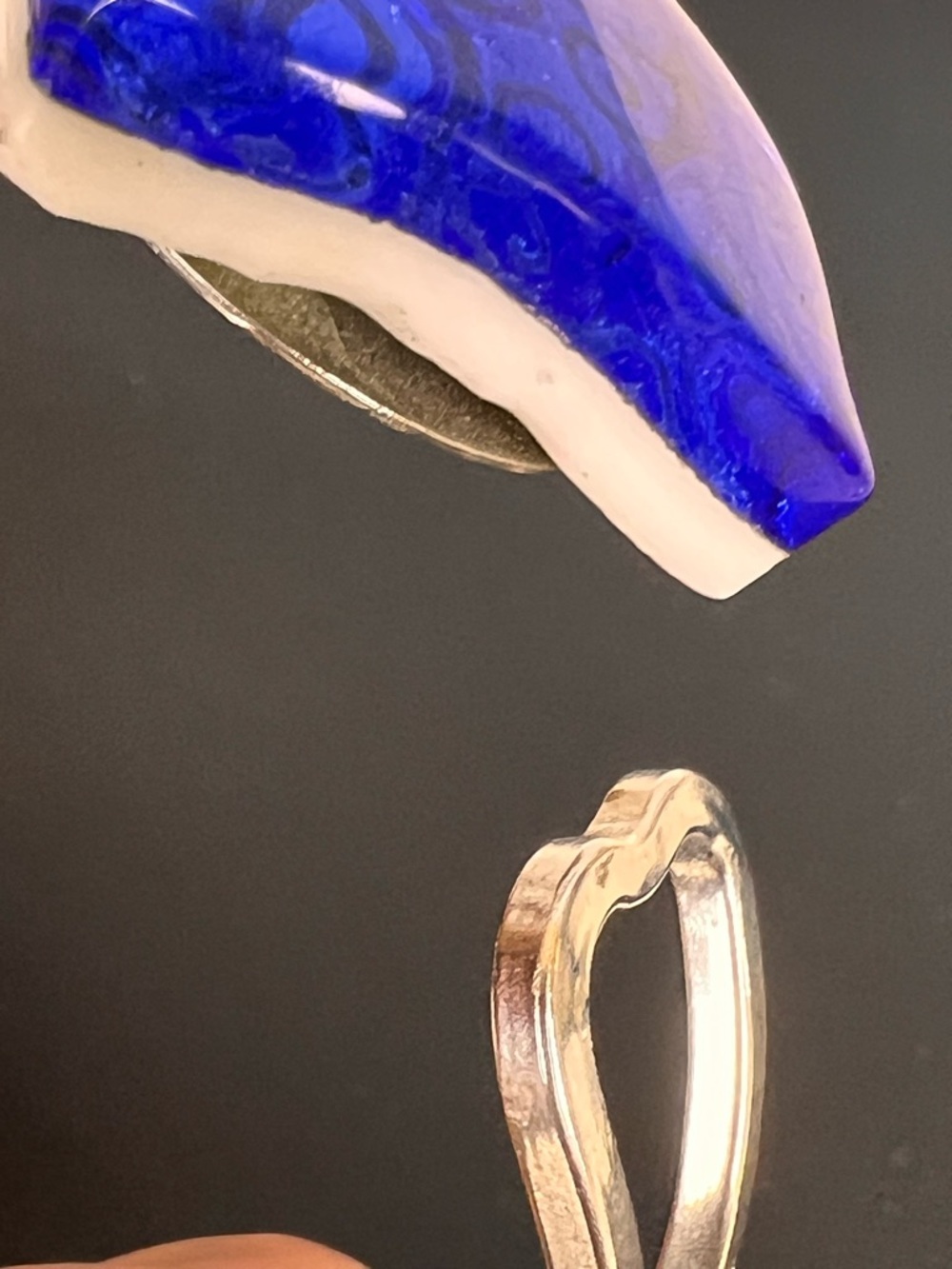 MURANO Cobalt Blue Square Glass Bracelet Top Closure Clamper Silver Tone - Picture 6 of 9